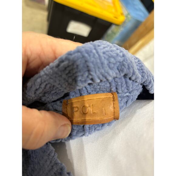 POL Oversized Waffle Knit Sweater Blue Cotton Dolman Sleeve Boxy Pullover Size L - Picture 5 of 11